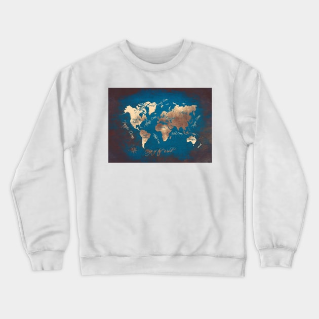 world map blue art  #map #worldmap Crewneck Sweatshirt by JBJart